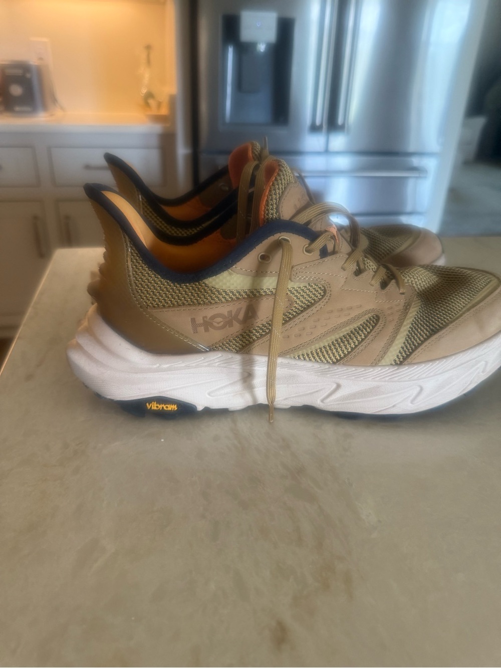 Hoka Men’s Anacapa 2 Freedom Olive/Tan Athletic Running Shoes with White Midsole